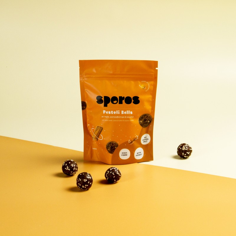 Pasteli balls Ταχίνι φυστικοβούτυρο και σουσάμι 105γρ Sporos