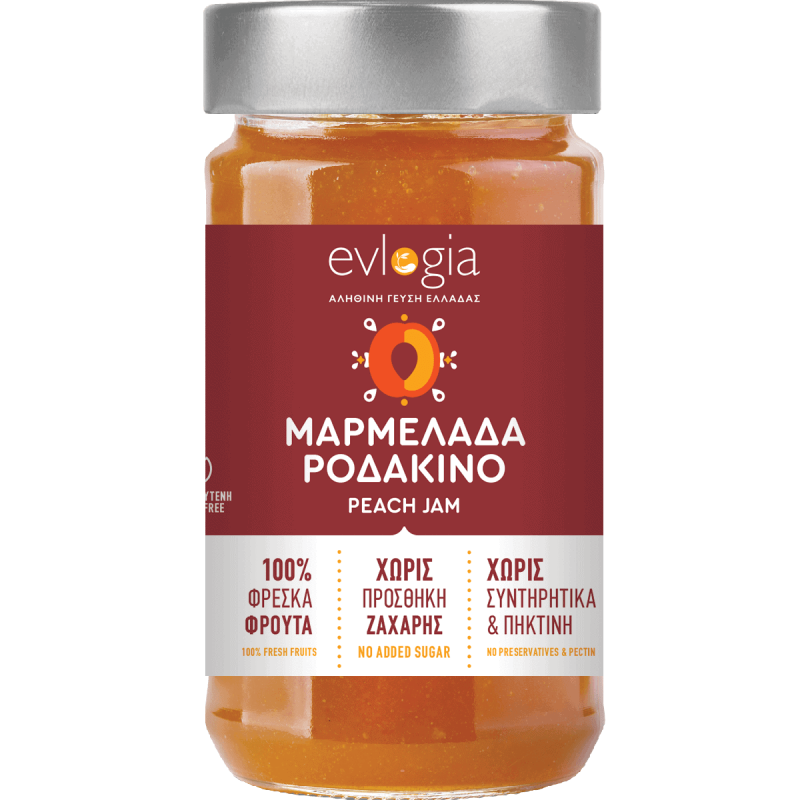 Evlogia Μαρμελάδα Ροδάκινο Χωρίς Προσθήκη Ζάχαρης 280gr