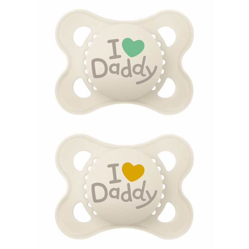 Πιπίλα Ι Love Mummy & Daddy Σιλικόνης 2-6 μηνών - Unisex - Κρεμ 2