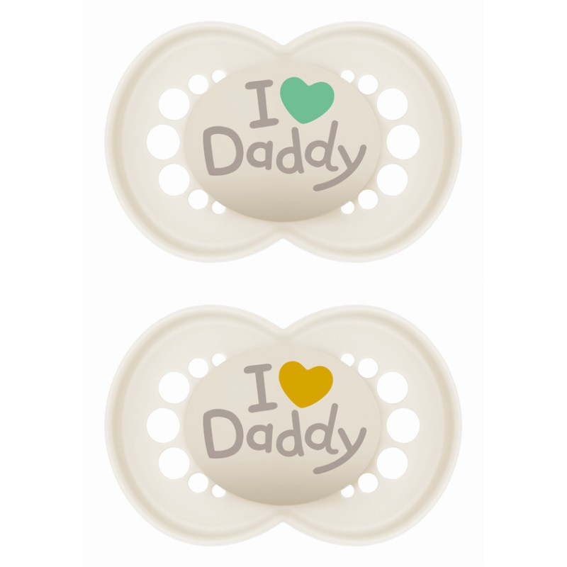 Πιπίλα Ι Love Mummy & Daddy Σιλικόνης 6-16 μηνών - Unisex - Κρεμ 2
